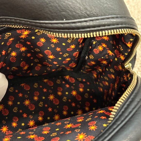 Pixar Loungefly Coco Remember Me Mini Backpack Floral Black Vegan Leather
